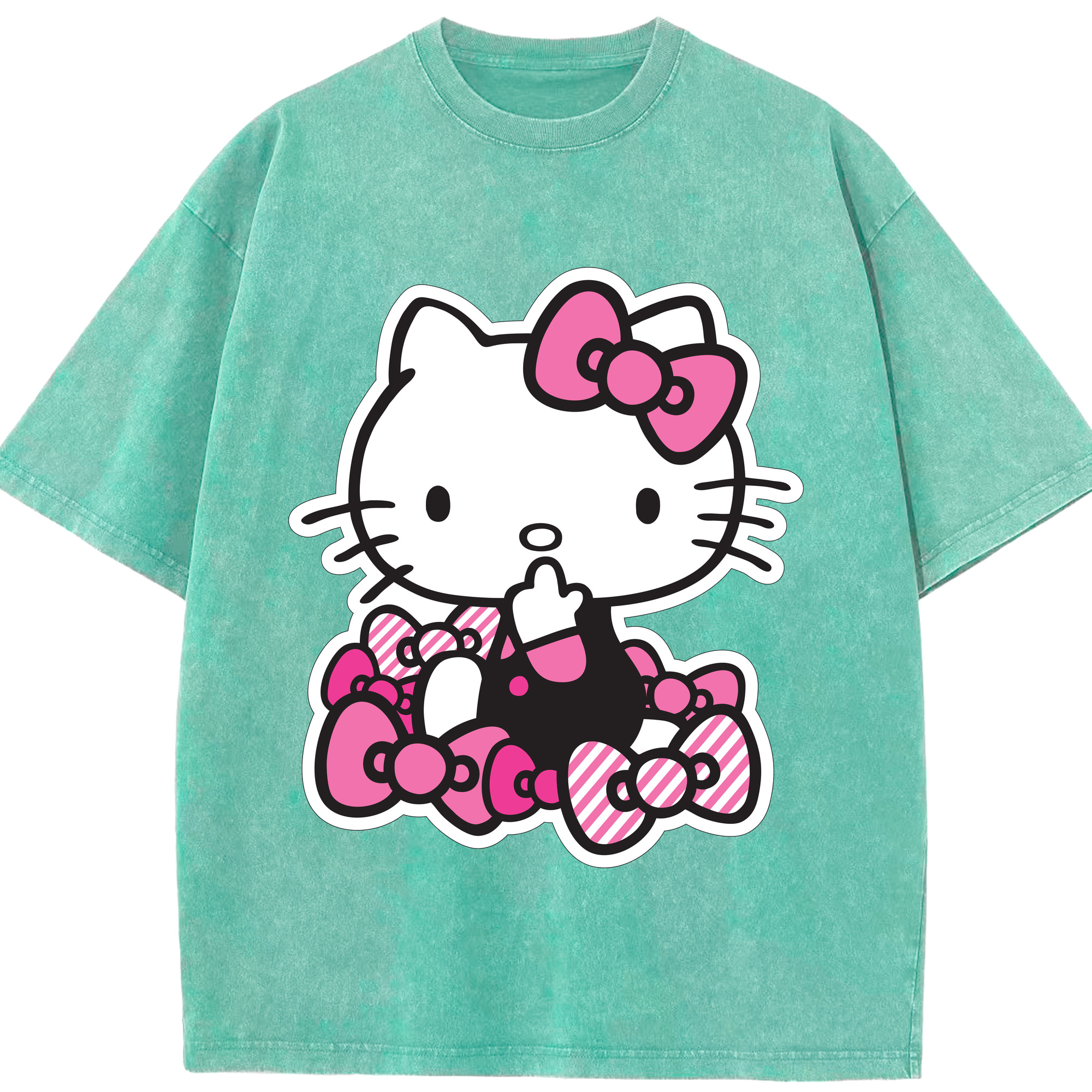 （画像用） Hello Kitty ハローキティ 綿100% ヴィンテージ風 半袖Tシャツ（フロントプリント）
